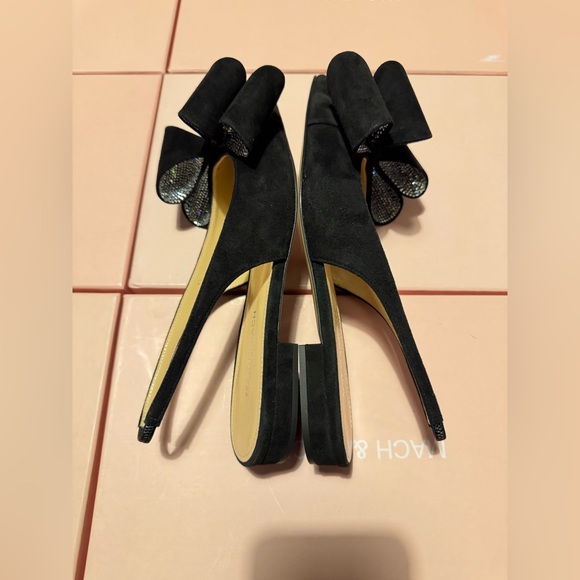 Mach & Mach 15mm Le Cadeau Suede Slingback Flats Black various sizes available - Picture 7 of 16